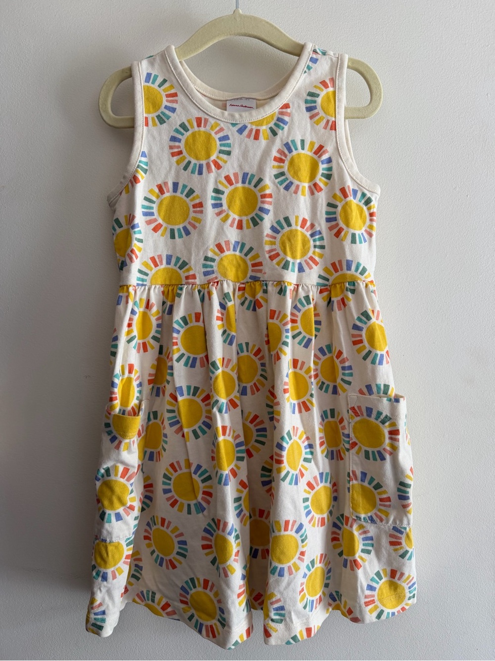 Hanna Andersson Cream Sun Print Cotton Play Dress with Colorful Accents